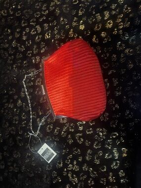 Bijoux Terner NWT Red Ribbed Chain-Handle Clutch Pocketbook